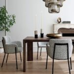 Azalea chaise de salle à manger en bouclé noir et blanc - design moderne et confortable – Image 9