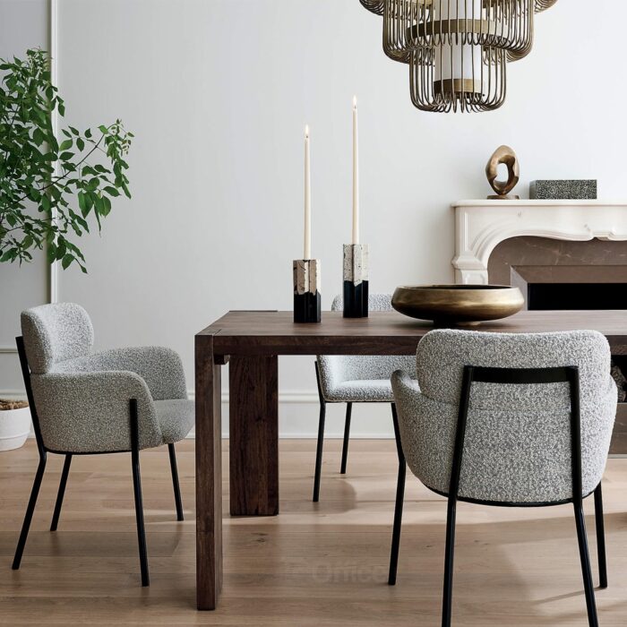 Azalea chaise de salle à manger en bouclé noir et blanc - design moderne et confortable – Image 9
