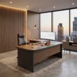 Bureau de Direction en L Moderne avec Caisson - Design Professionnel Bois & Noir - L 180 x P 80 x H 75 cm – Image 2
