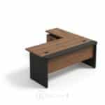 Bureau de Direction en L Moderne avec Caisson - Design Professionnel Bois & Noir - L 180 x P 80 x H 75 cm
