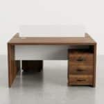 Bureau de Direction Moderne avec Rangement et Panneau de Séparation - L 140 x P 140 x H 75 cm