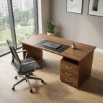 Bureau de direction moderne effet noyer 160 x 80 cm – Image 3