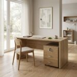 Bureau en bois MDF avec caisson mobile 140x70 cm – Design moderne et fonctionnel – Image 4
