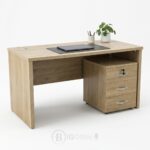 Bureau en bois MDF avec caisson mobile 140x70 cm – Design moderne et fonctionnel – Image 3