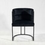 Chaise design velours noir avec structure métallique - Style moderne premium