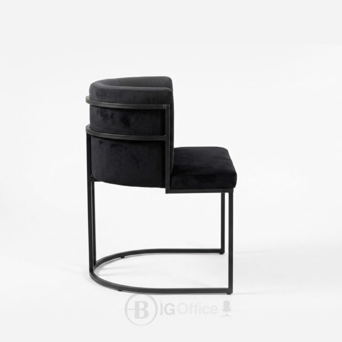 Chaise design velours noir avec structure métallique - Style moderne premium – Image 2