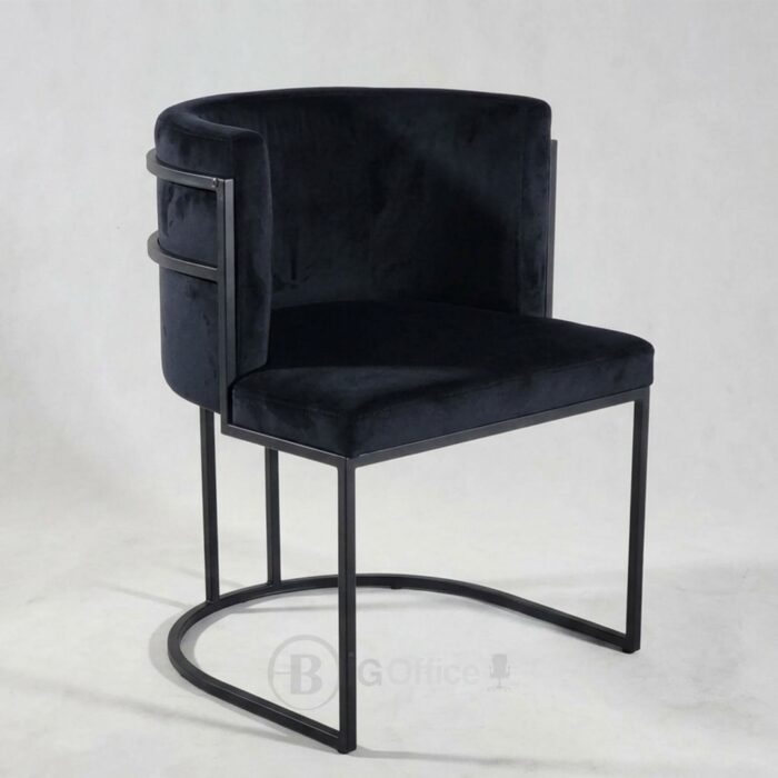 Chaise design velours noir avec structure métallique - Style moderne premium – Image 3
