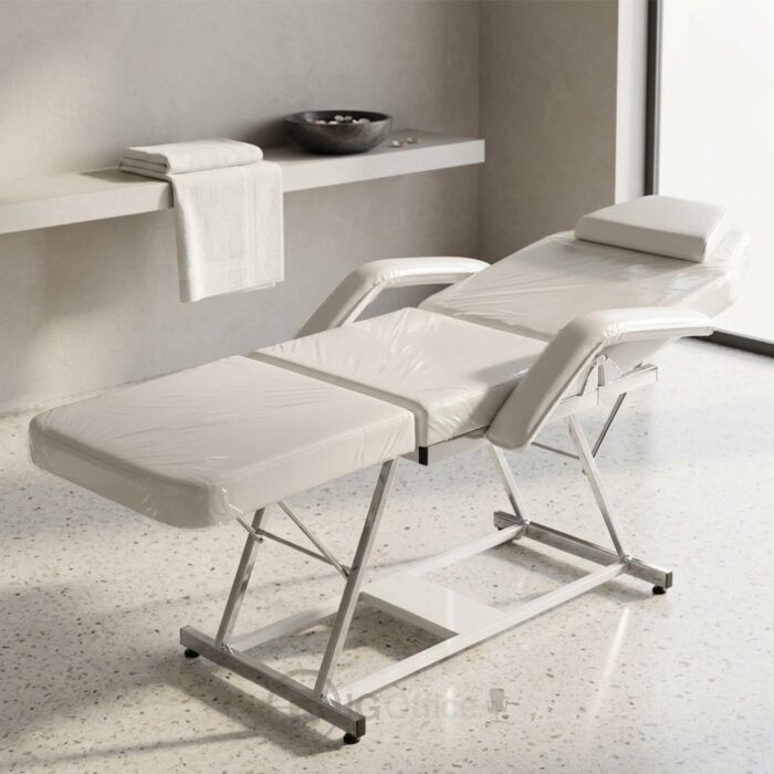 Fauteuil Esthétique Réglable avec Repose-Pieds - Blanc Premium – Image 2