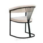 Chaise Brittany avec accoudoirs - Velours beige & métal noir – Image 3
