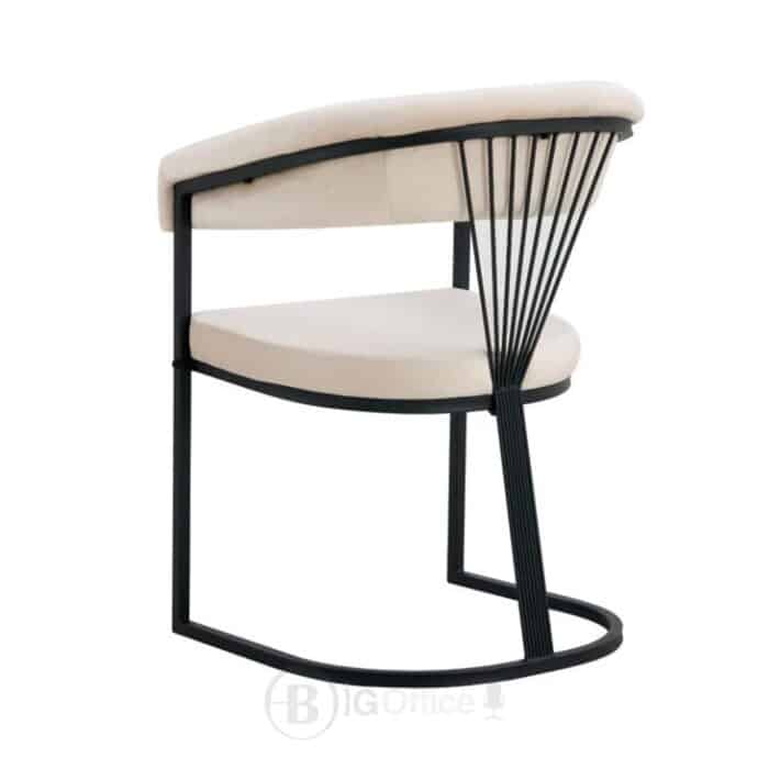 Chaise Brittany avec accoudoirs - Velours beige & métal noir – Image 3