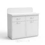 Meuble de Rangement Bas Blanc avec Portes et Tiroirs - Design Moderne Compact- H 80 x L 80 x P 35 cm
