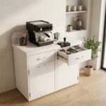 Meuble de Rangement Bas Blanc avec Portes et Tiroirs - Design Moderne Compact- H 80 x L 80 x P 35 cm – Image 5
