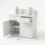 Meuble de Rangement Bas Blanc avec Portes et Tiroirs - Design Moderne Compact- H 80 x L 80 x P 35 cm – Image 6