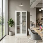 Armoire Bureau WHITEFRAME - Bibliothèque Professionnelle Blanche avec Portes Vitrées – Image 5