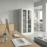 Armoire Bureau WHITEFRAME - Bibliothèque Professionnelle Blanche avec Portes Vitrées – Image 6