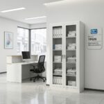 Armoire Bureau WHITEFRAME - Bibliothèque Professionnelle Blanche avec Portes Vitrées – Image 7