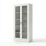 Armoire Bureau WHITEFRAME - Bibliothèque Professionnelle Blanche avec Portes Vitrées – Image 2