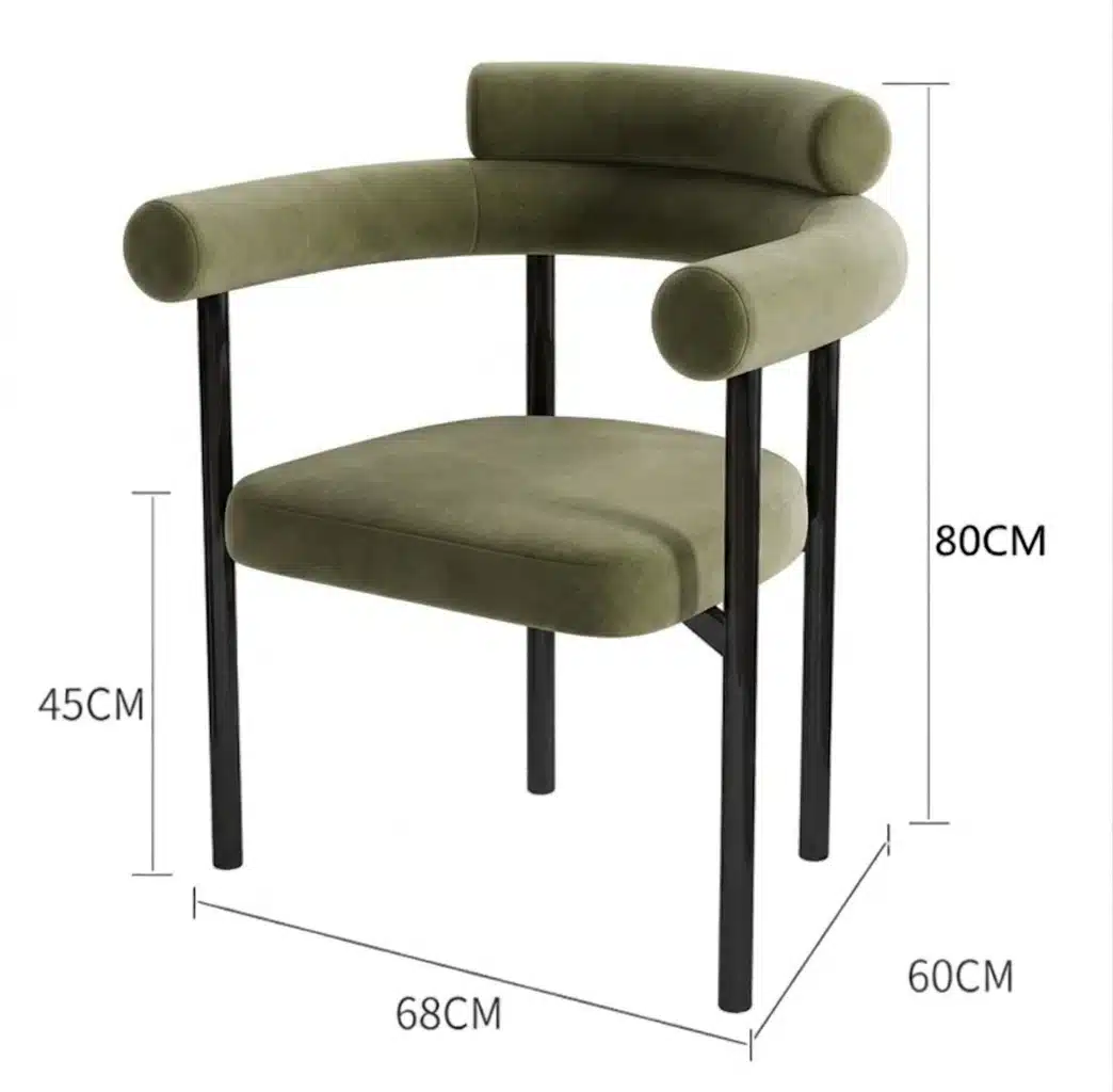 Chaise ZATANNA, dimensions exactes Schéma des dimensions de la chaise ZATANNA : largeur 68 cm, profondeur 60 cm, hauteur 80 cm, hauteur d'assise 45 cm