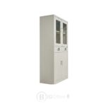 Armoire Bureau STORAGE GLASS - Cabinet Professionnel Blanc avec Vitrines & Double Rangement – Image 7