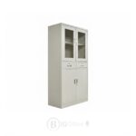 Armoire Bureau STORAGE GLASS - Cabinet Professionnel Blanc avec Vitrines & Double Rangement – Image 8