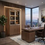 Armoire Exécutive NORDIC GLASS - Bibliothèque de Bureau Premium en Noyer avec Portes Vitrées Fumées – Image 3