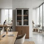 Armoire Exécutive NORDIC GLASS - Bibliothèque de Bureau Premium en Noyer avec Portes Vitrées Fumées – Image 4