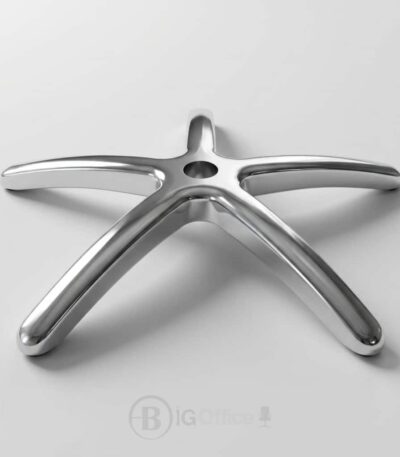 Base de chaise de bureau étoile 5 branches en aluminium chromé poli