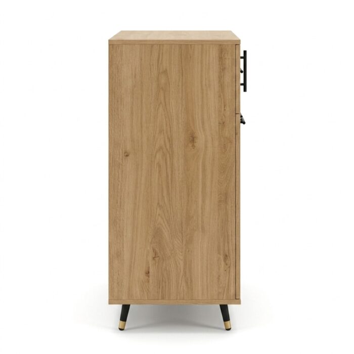 Buffet de rangement en bois naturel avec tiroir et portes - Design moderne minimaliste- H 106 x L 80 x P 35 cm – Image 5