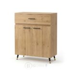 Buffet de rangement en bois naturel avec tiroir et portes - Design moderne minimaliste- H 106 x L 80 x P 35 cm