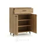 Buffet de rangement en bois naturel avec tiroir et portes - Design moderne minimaliste- H 106 x L 80 x P 35 cm – Image 4