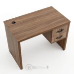 Bureau compact en bois noyer avec tiroirs et serrure - Design minimaliste- L 100 x P 50 cm – Image 2