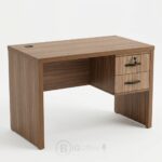 Bureau compact en bois noyer avec tiroirs et serrure - Design minimaliste- L 100 x P 50 cm – Image 6