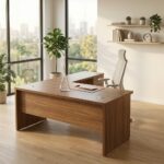 Bureau de direction en bois MDF avec caisson mobile et retour mobile
