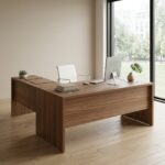 Bureau de direction en bois MDF avec caisson mobile et retour mobile – Image 2