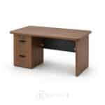 Bureau en Bois MDF Noyer 140×70 cm — 2 Tiroirs avec Serrure