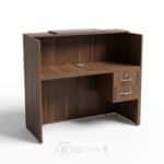 Comptoir d’accueil compact avec caisson verrouillable - Finition noyer foncé – Image 2