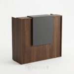 Comptoir d’accueil compact avec caisson verrouillable - Finition noyer foncé