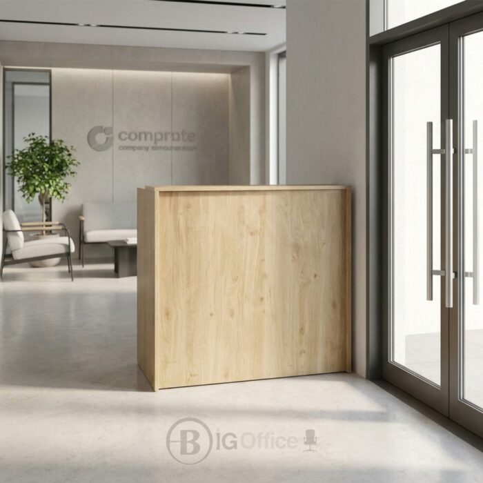 Comptoir d’accueil compact moderne avec tiroirs verrouillables - Finition chêne clair – Image 6