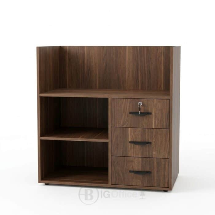 Comptoir de réception compact avec rangement - Finition noyer moderne – Image 5