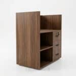 Comptoir de réception compact avec rangement - Finition noyer moderne