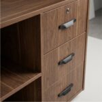 Comptoir de réception compact avec rangement - Finition noyer moderne – Image 6