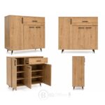 Meuble Buffet Bois Moderne avec Tiroir et Étagères - Style Contemporain - H 106 x L 100 x P 35 cm – Image 4