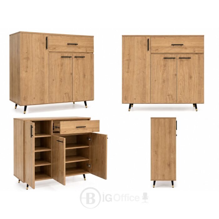 Meuble Buffet Bois Moderne avec Tiroir et Étagères - Style Contemporain - H 106 x L 100 x P 35 cm – Image 4
