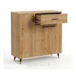 Meuble Buffet Bois Moderne avec Tiroir et Étagères - Style Contemporain - H 106 x L 100 x P 35 cm – Image 2