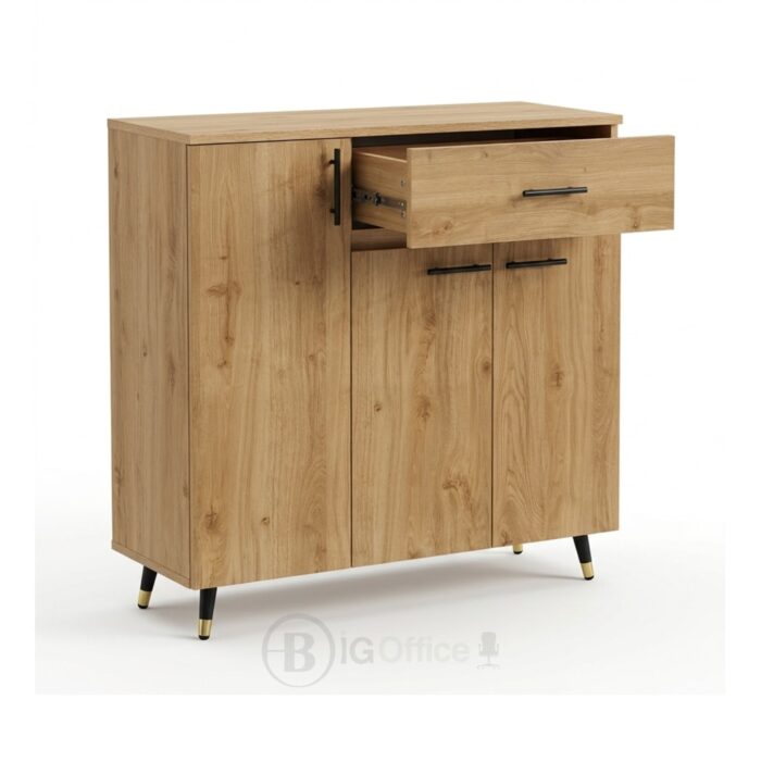Meuble Buffet Bois Moderne avec Tiroir et Étagères - Style Contemporain - H 106 x L 100 x P 35 cm – Image 2