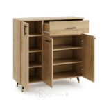 Meuble Buffet Bois Moderne avec Tiroir et Étagères - Style Contemporain - H 106 x L 100 x P 35 cm – Image 5