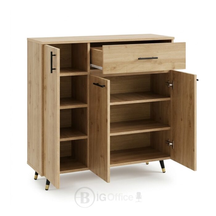 Meuble Buffet Bois Moderne avec Tiroir et Étagères - Style Contemporain - H 106 x L 100 x P 35 cm – Image 5