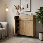 Meuble Buffet Bois Moderne avec Tiroir et Étagères - Style Contemporain - H 106 x L 100 x P 35 cm – Image 8