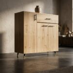 Meuble Buffet Bois Moderne avec Tiroir et Étagères - Style Contemporain - H 106 x L 100 x P 35 cm – Image 9