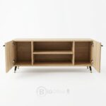 Meuble TV moderne en bois chêne clair avec rangements - Style scandinave – Image 4